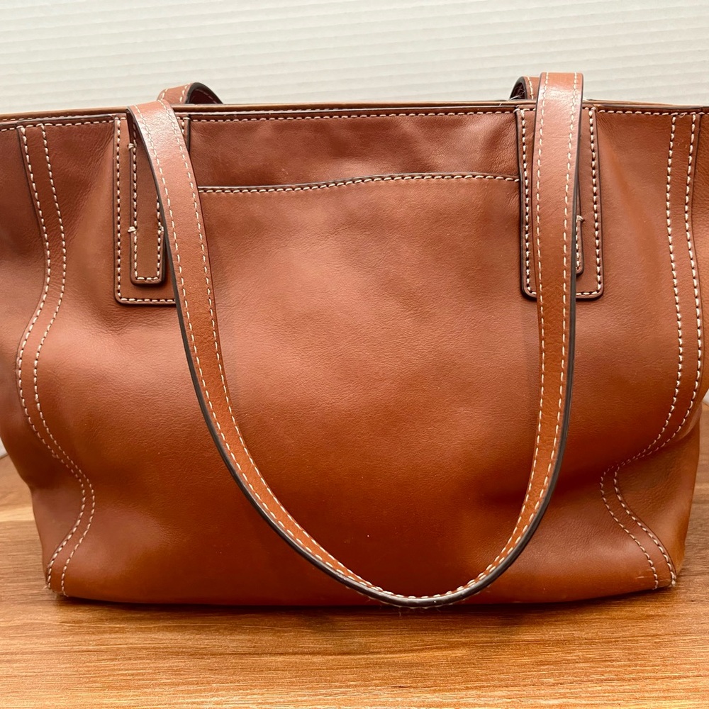 Fossil brown leather tote